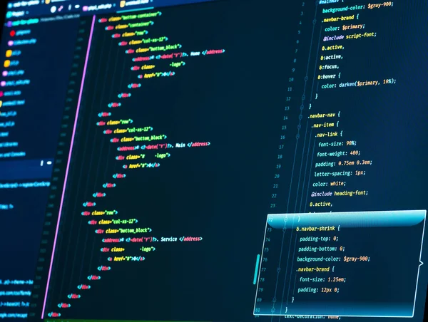 Крупный План Экрана Компьютера Кодом Html Css — стоковое фото