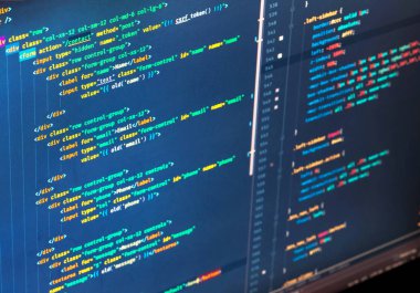 Php kodu mavi zemin üzerine farklı renkteki makro