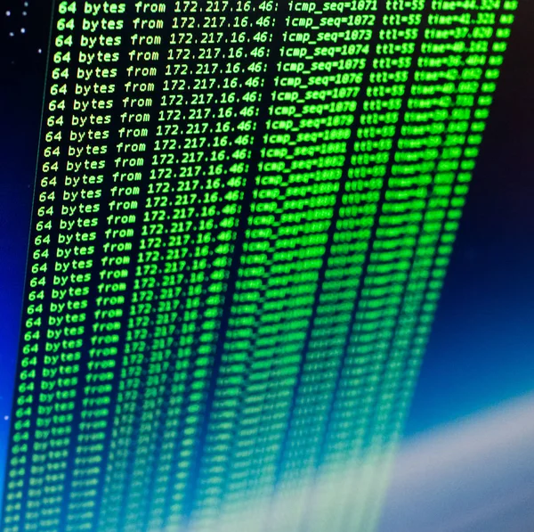 Ping Site Using Unix Bash Shell Green Code Command Line — Stock Photo, Image