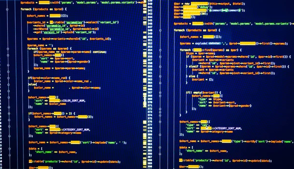 Programmierkonzept Web Entwicklung Auf Der Php Sprache Zeilen Mit Orangefarbenem — Stockfoto