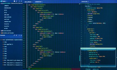 HTML ve css kodu bölme. Yazılım geliştirme. Programmin