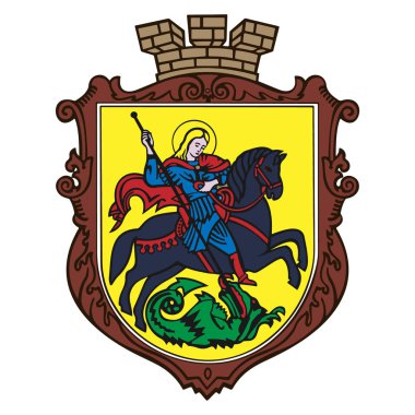 Nizhyn şehrinin arması, St George ejderha kazanır