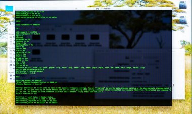 Komut satırı arabirimi üstünde okul sırası. Programmer's iş kavramı. Bilgi satırı akışı