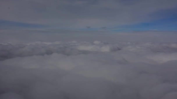 Heavy White Grey Clouds View Airplane Blue Sky Sunshine Plane — Stock Video