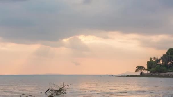 Zon Ondergaat Achter Horizon Siam Zee Thailand Timelapse — Stockvideo