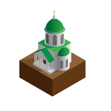 Hıristiyan Ortodoks kilisesi beyaz izole İzometrik