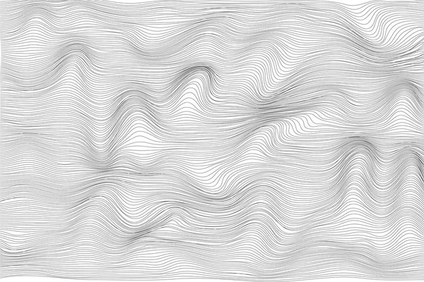 Textura monocromática de onda distorsionada. Fluctuación del concepto espacial. Fondo de deformación de banda vectorial — Vector de stock