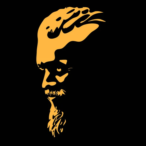 Sakallı adam portre profili siluet, arka aydınlatma