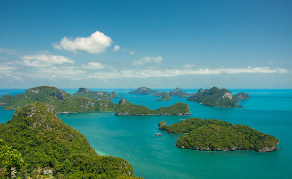 Angthong national marine park and many scenic island at Ko Samui