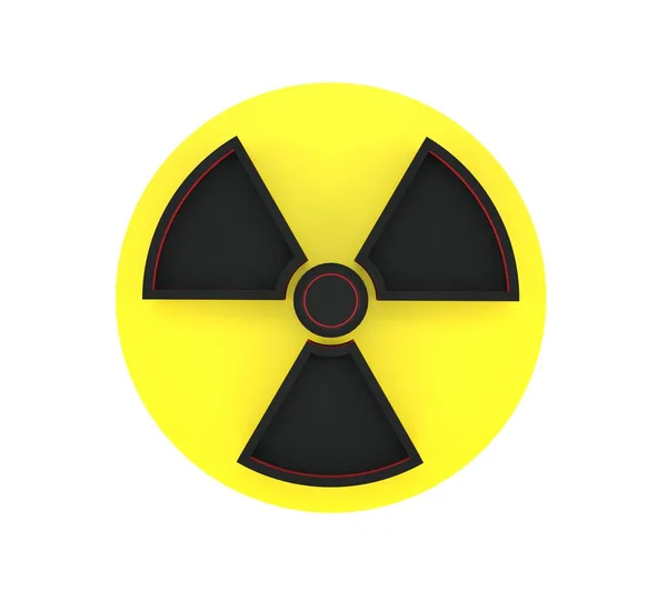 3D-rendering van waarschuwingsteken van radioactieve zone geïsoleerd op witte achtergrond — Stockfoto