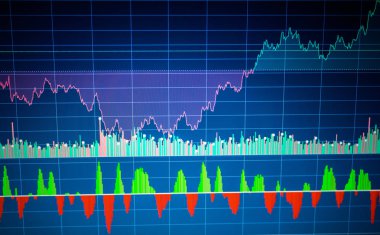 Cryptocurrency pazarında grafik. Finans iş veri kavramı. Ekranda stok piyasa grafiği