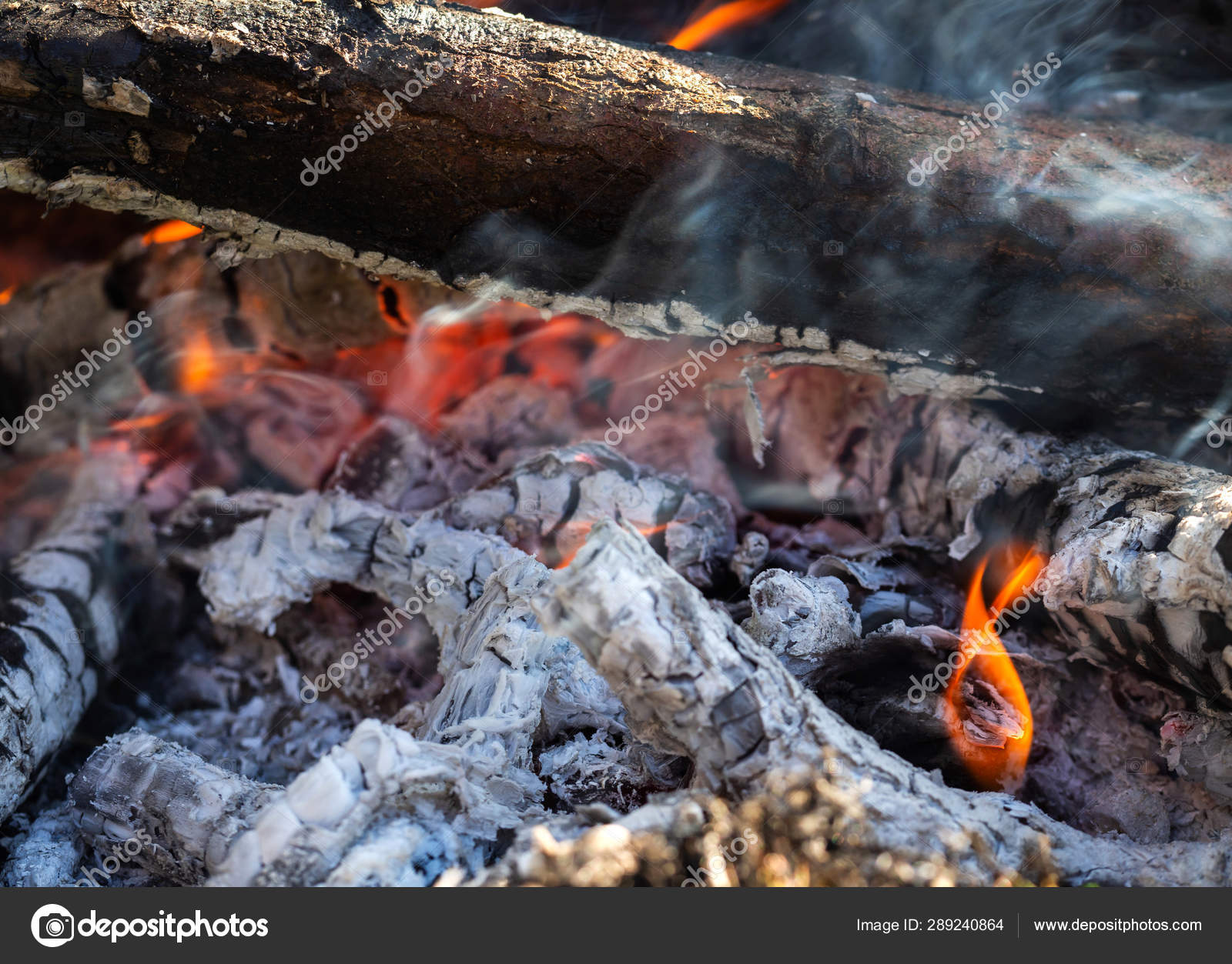 Background Of Fireplace With Gloving Embers Macro Shot Of