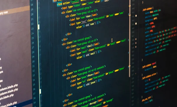 Php code on dark background in code editor — Stock Photo, Image