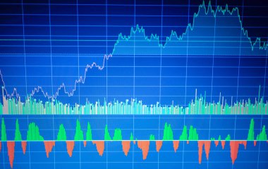 Renk iş finans grafiği, diyagram, çubuk, grafikler. Verileri analiz etmek için finansal grafikler ve grafikler.