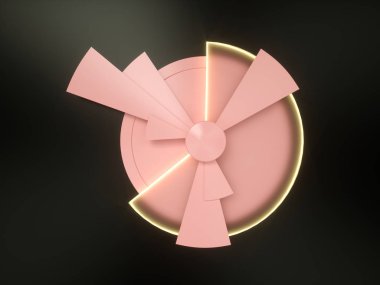 3D monokrom pembe pasta grafiği. İş, hisse, pazarlama konsepti. İş veri görselleştirmesi