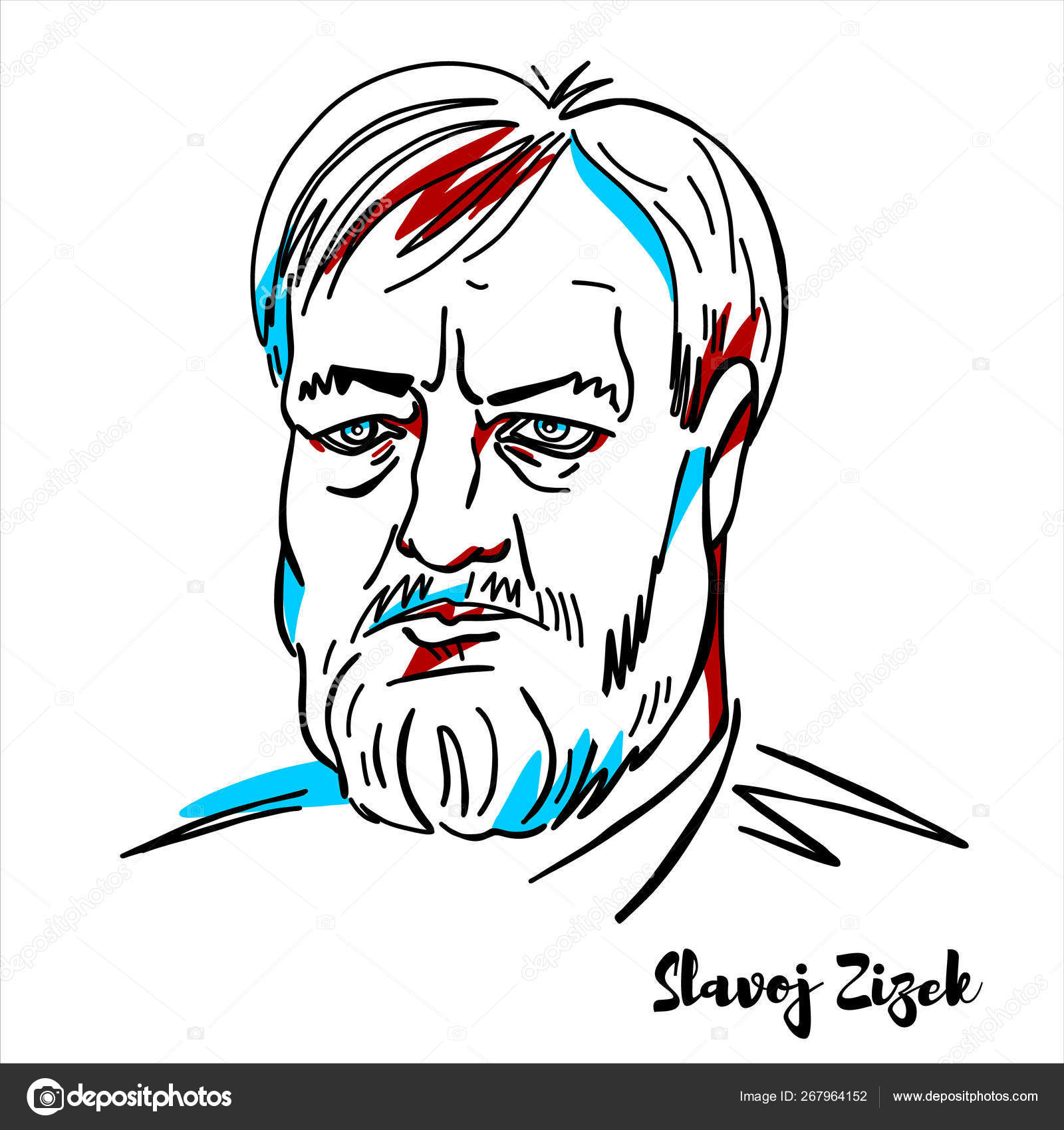 Slavoj Zizek Portrait Stock Vector Marusyachaika 267964152