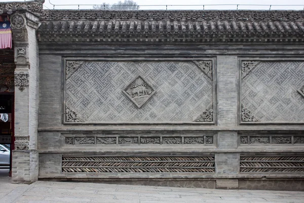 Piękny Orientalny Szczegóły Tradycyjny Mur Chiński Ogrodzenie Wykonane Szare Płytki — Zdjęcie stockowe