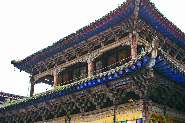 Techo Chino Tradicional Madera Pagoda Estructura Colorida Del Tejado Del —  Fotos de Stock