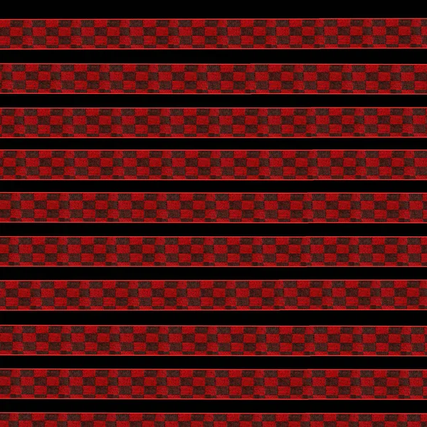 Red and black textured and checkered background.   Black stripes running through pattern.  Fabric small squares similar to plaids.