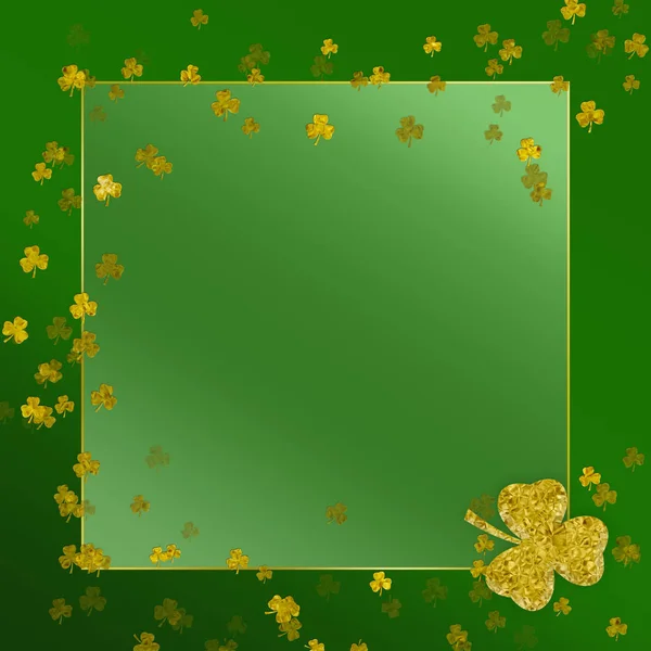 圣帕特里克节背景在梯度绿色与金色的洗发水流经广场图像 — 图库照片
