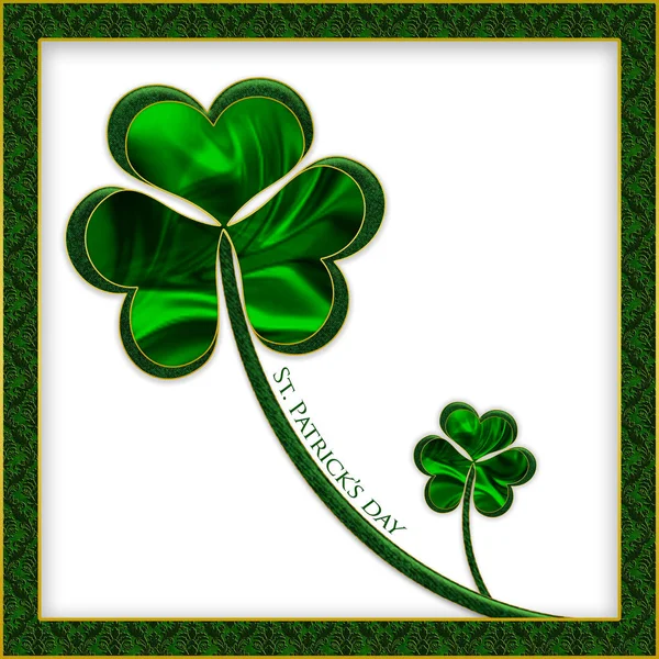 Fundo Ilustração Com Grande Faux Texturizado Shamrock Menor Com Texto — Fotografia de Stock