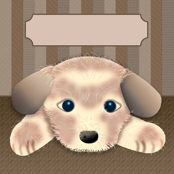 Graphic Illustration Adorable Little Puppy Looking Bit Sad While Isolated — Stock Photo, Image