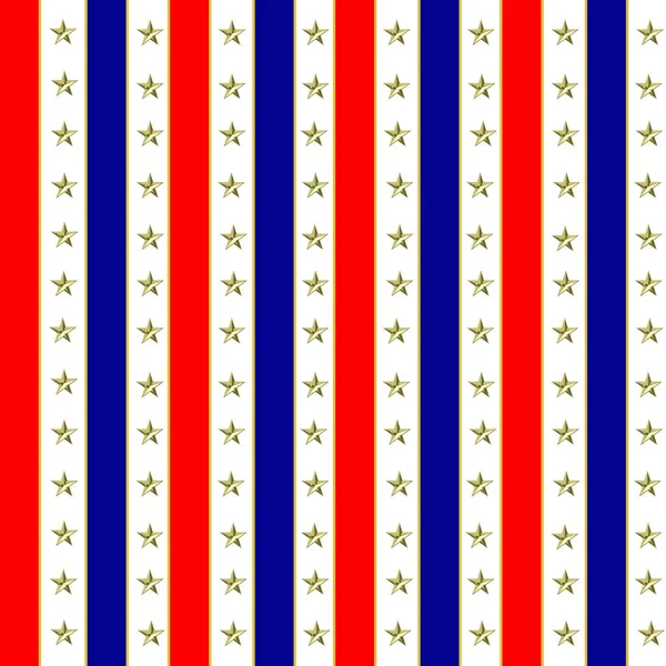 Patriotic Graphic Background Red White Blue Stripes Small Gold Ornate — Stock Photo, Image