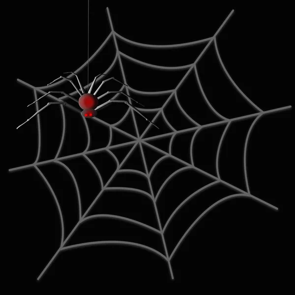 Хэллоуин Праздник Страшная Иллюстрация Большим Графическим Пауком Изолированы Черном Фоне — стоковое фото