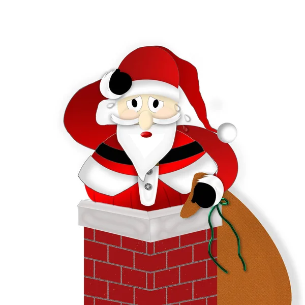 Fat Santa Claus Luchando Para Shimmy Abajo Una Chimenea Nochebuena —  Fotos de Stock