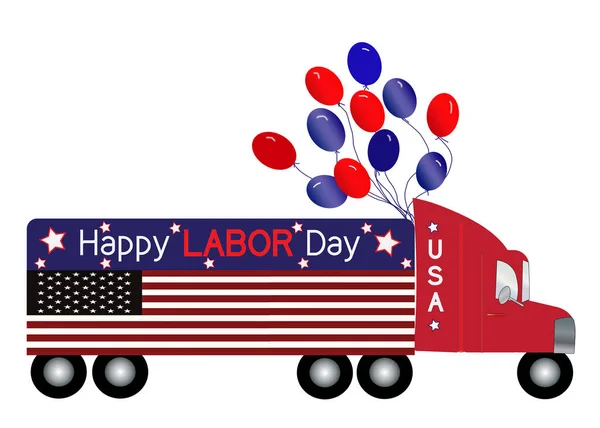 American Holiday Labor Day Graphic Illustration Large Semi Truck Decorated — Stock Photo, Image