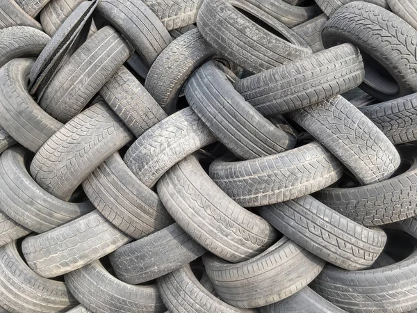 Pile Old Used Tires Close — Stock Photo, Image