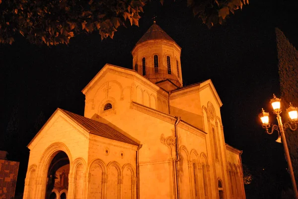 Kashveti Kostel Noci Tbilisi Gruzie — Stock fotografie