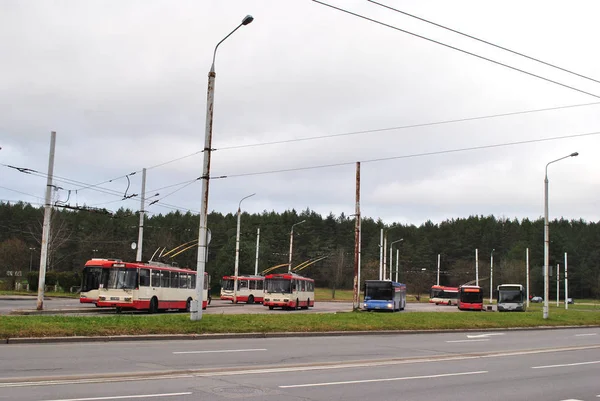 Troleybus Stop Vilnius Litouwen — Stockfoto