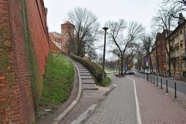 Közelében Wawel Kastély Téglafal Lengyelország — Stock Fotó