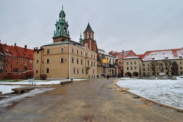 Vnitřní Dvůr Hradu Wawel Katedrálou Krakov — Stock fotografie