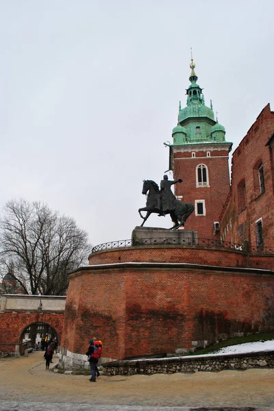 Sigizmund Turm Und Tadeusz Kosciuszko Denkmal Wawel Krakau — Stockfoto