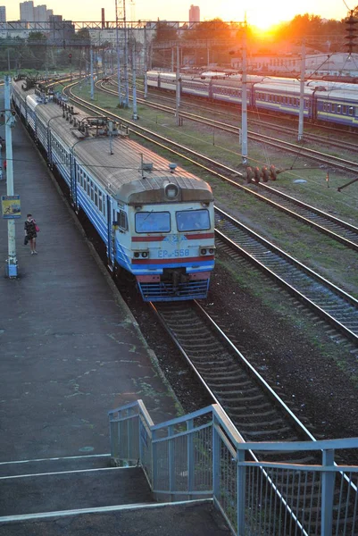 Bahn Auf Dem Bahnhof Kyiw Ukraine — Stockfoto