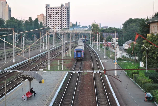 Vlak Byl Pryč Železniční Stanice Kyjev — Stock fotografie