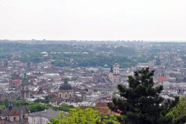 Tepeden Lviv şehrinin manzarası