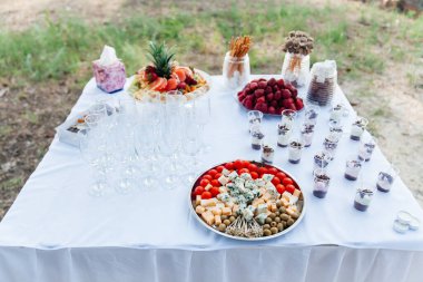 Düğün dekoru ve kemeri, saman ve alyansla kırsal stil