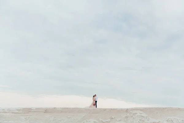 Historia Amor Una Hermosa Pareja Vestido Lujo Boda Rosa Con — Foto de Stock