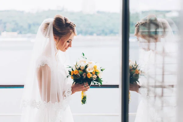 Rassemblement Mariée Hôtel Dans Appartement — Photo