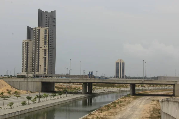 Skycraper Nesten Ferdig Eko Atlantic City Lagos Nigeria – stockfoto