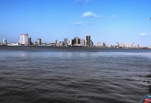 Niebieski Piękną Panoramę Miasta Lagos — Zdjęcie stockowe