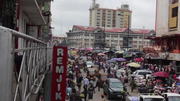 Filmación Rollo Hora Comercial Distrito Negocios Lagos Nigeria — Vídeos de Stock
