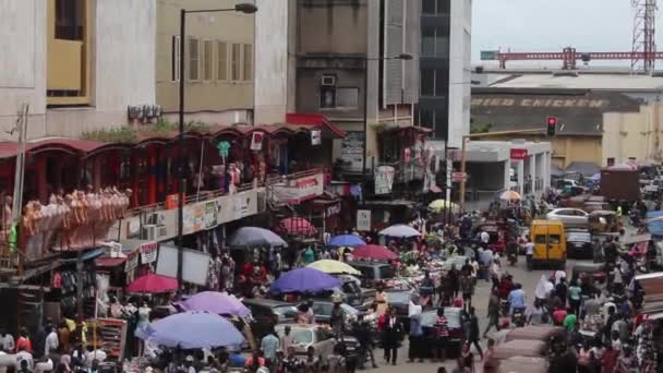 Filmagem Das Atividades Empresariais Mercado Idomuta Lagos Nigéria — Vídeo de Stock