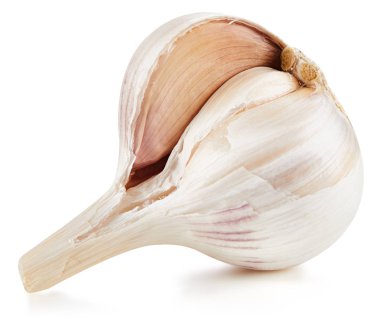 Sarımsak beyaza izole edilmiş