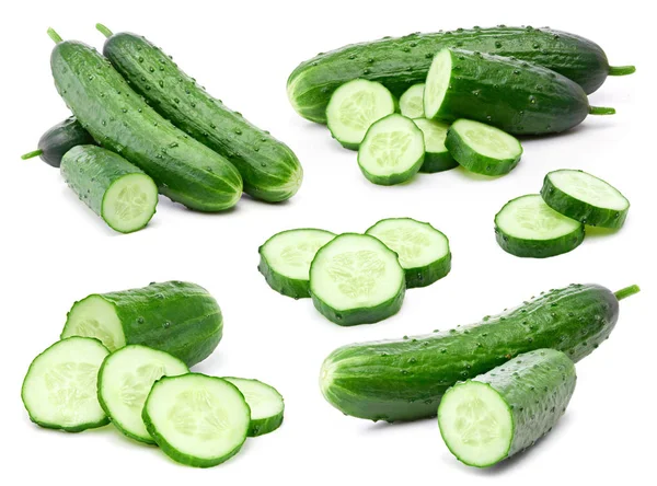 Komkommer collectie geïsoleerd — Stockfoto