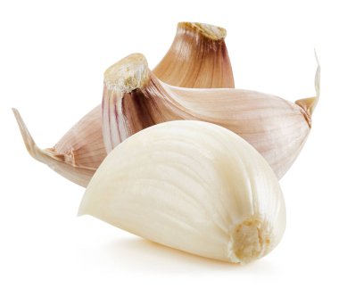 Sarımsak beyaza izole edilmiş