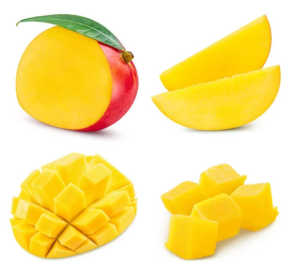 Kolekcja mango na białym tle ścieżka przycinająca — Zdjęcie stockowe